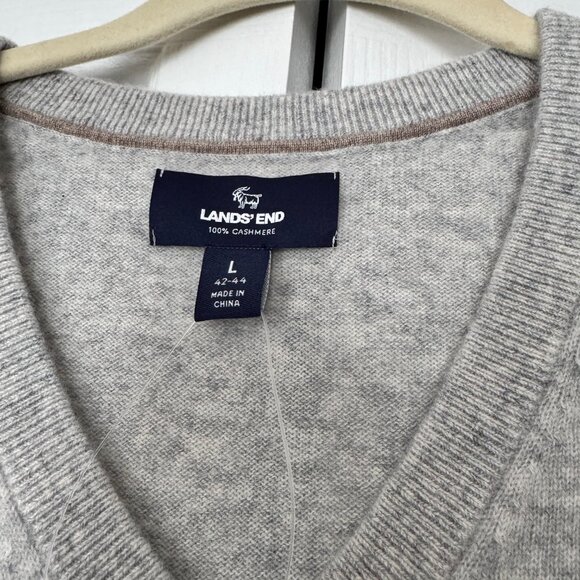 Land's End Gray Cashmere Sweater V Neck Men's - Picture 4 of 4